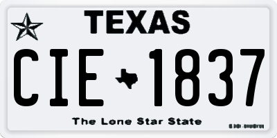 TX license plate CIE1837