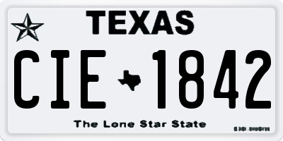 TX license plate CIE1842