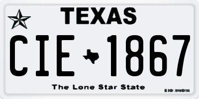 TX license plate CIE1867