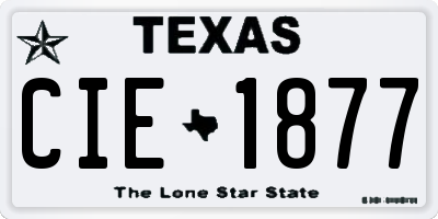 TX license plate CIE1877