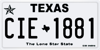 TX license plate CIE1881