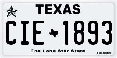TX license plate CIE1893