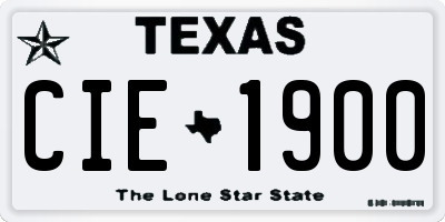TX license plate CIE1900