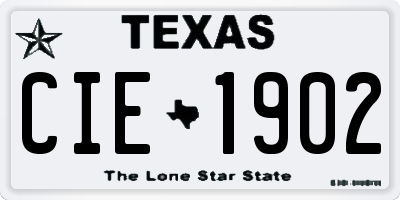 TX license plate CIE1902