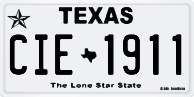 TX license plate CIE1911