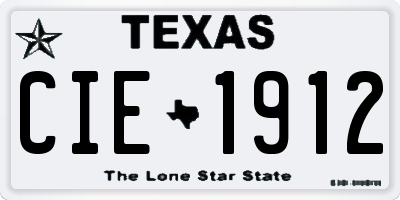 TX license plate CIE1912