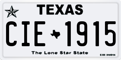 TX license plate CIE1915