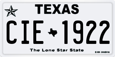 TX license plate CIE1922