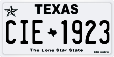 TX license plate CIE1923