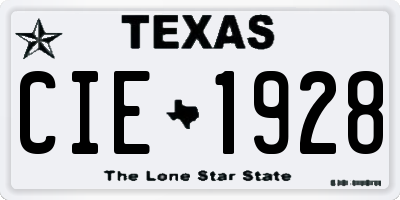 TX license plate CIE1928