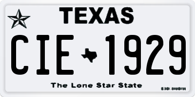 TX license plate CIE1929