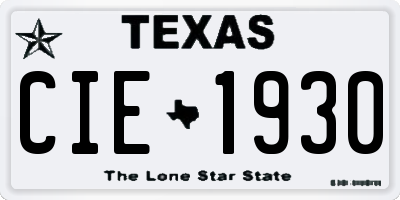 TX license plate CIE1930