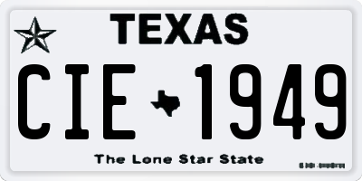 TX license plate CIE1949