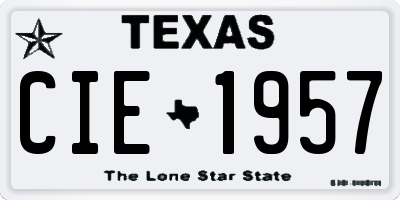 TX license plate CIE1957