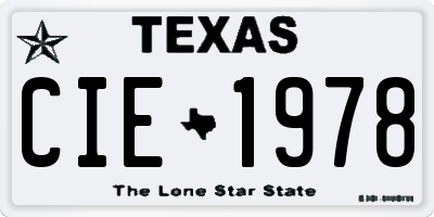 TX license plate CIE1978