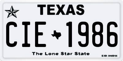 TX license plate CIE1986
