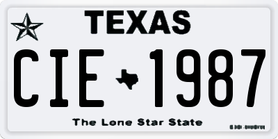 TX license plate CIE1987