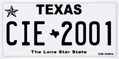 TX license plate CIE2001