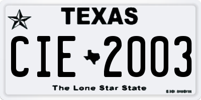 TX license plate CIE2003