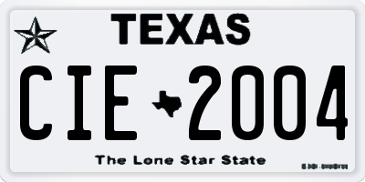 TX license plate CIE2004