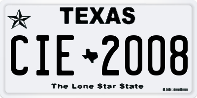 TX license plate CIE2008