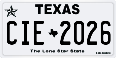 TX license plate CIE2026