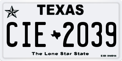 TX license plate CIE2039