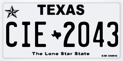 TX license plate CIE2043