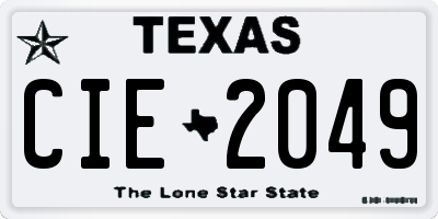 TX license plate CIE2049