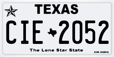 TX license plate CIE2052