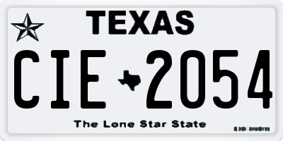 TX license plate CIE2054