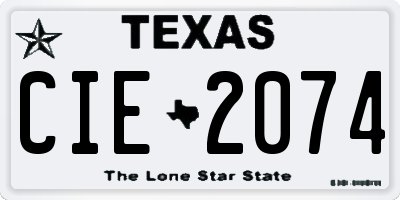 TX license plate CIE2074