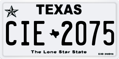 TX license plate CIE2075