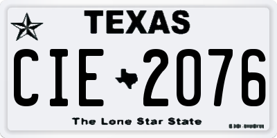 TX license plate CIE2076