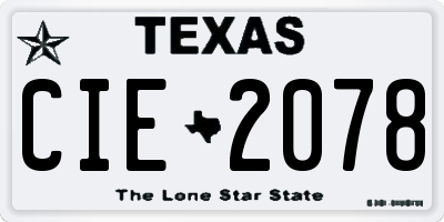 TX license plate CIE2078