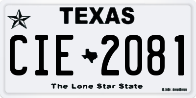 TX license plate CIE2081