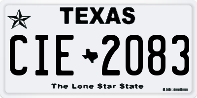 TX license plate CIE2083