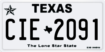 TX license plate CIE2091