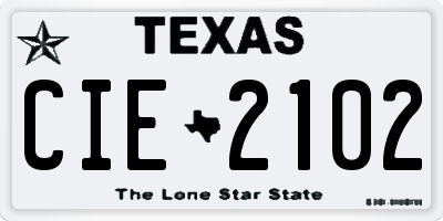 TX license plate CIE2102