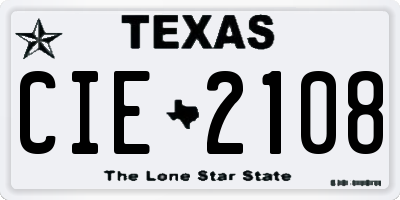 TX license plate CIE2108