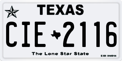 TX license plate CIE2116