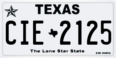 TX license plate CIE2125