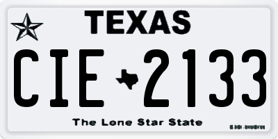 TX license plate CIE2133