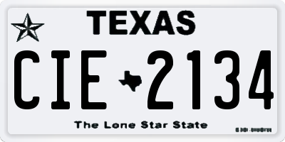 TX license plate CIE2134