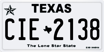 TX license plate CIE2138