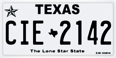 TX license plate CIE2142