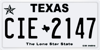 TX license plate CIE2147