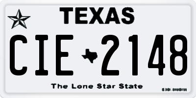 TX license plate CIE2148