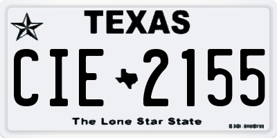 TX license plate CIE2155