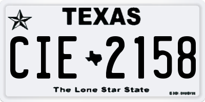 TX license plate CIE2158